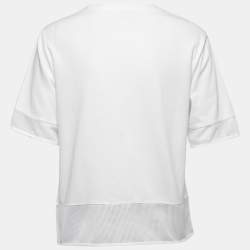 Pre Owned Kenzo White Cotton & Mesh Contrast Logo T-Shirt M