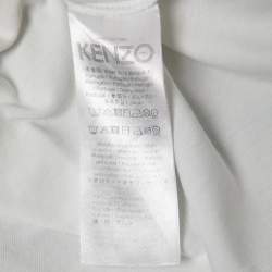 Pre Owned Kenzo White Cotton & Mesh Contrast Logo T-Shirt M