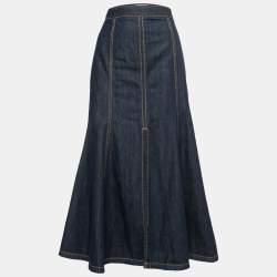 Kenzo Blue Dark Wash Denim Maxi Skirt L