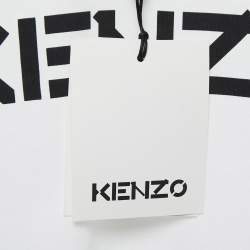 Pre Owned Kenzo White Cotton Logo Print Crew Neck T Shirt S