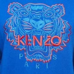 Pre Owned Kenzo Blue Cotton Tiger Motif Embroidered Sweatshirt XS