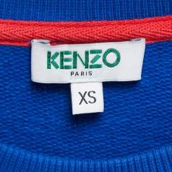 Pre Owned Kenzo Blue Cotton Tiger Motif Embroidered Sweatshirt XS
