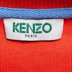 Pre Owned Kenzo Red Cotton Tiger Motif Embroidered Tie Hem Detail Sweatshirt S
