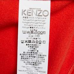 Pre Owned Kenzo Red Cotton Tiger Motif Embroidered Tie Hem Detail Sweatshirt S