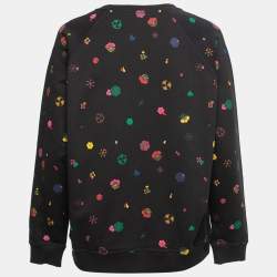 Pre Owned Kenzo Black Floral Motif Printed & Embroidered Cotton Sweatshirt XL