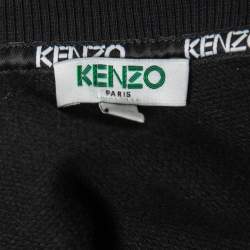 Pre Owned Kenzo Black Floral Motif Printed & Embroidered Cotton Sweatshirt XL
