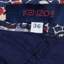 Pre Owned Kenzo Multicolor Printed Cotton Asymmetric Paneled Skirt S