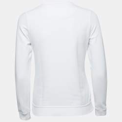 Pre Owned Kenzo White Cotton Logo Embroidered Sweatshirt XS