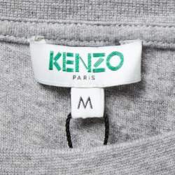 Pre Owned Kenzo Grey Cotton Tiger Motif Short Sleeve T-Shirt M