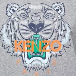 Pre Owned Kenzo Grey Cotton Tiger Motif Short Sleeve T-Shirt M