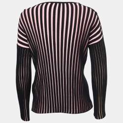 Pre Owned Kenzo Pink/Black Ribbed Knit Pullover S