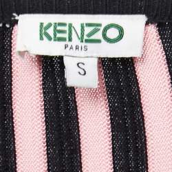 Pre Owned Kenzo Pink/Black Ribbed Knit Pullover S