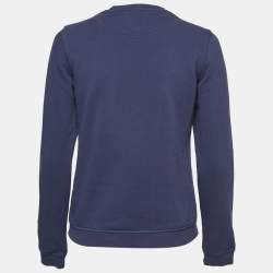 Pre Owned Kenzo Navy Blue Cotton Tiger Motif Embroidered Sweatshirt S