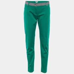 Kenzo Green Cotton Contrast Waist Band Trousers L