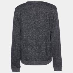Pre Owned Kenzo Grey Tanami Flower Applique Cotton Knit Sweatshirt L