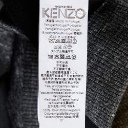 Pre Owned Kenzo Grey Tanami Flower Applique Cotton Knit Sweatshirt L