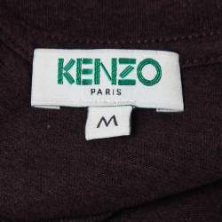 Pre Owned Kenzo Deep Purple Cotton Tiger Motif Print T-Shirt M