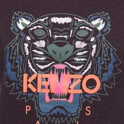 Pre Owned Kenzo Deep Purple Cotton Tiger Motif Print T-Shirt M