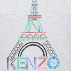 Pre Owned Kenzo Grey Cotton Paris Print T-Shirt M
