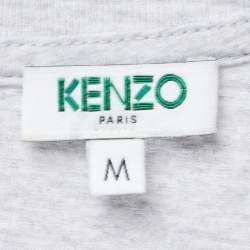 Pre Owned Kenzo Grey Cotton Paris Print T-Shirt M
