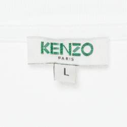 Pre Owned Kenzo White Tiger Print Cotton Crew Neck T-Shirt L