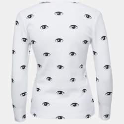 Pre Owned Kenzo White Eye Print Cotton Long Sleeve T-Shirt M