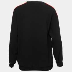 Pre Owned Kenzo Black Tiger Embroidered Crepe Striped Sleeve Sweatshirt S