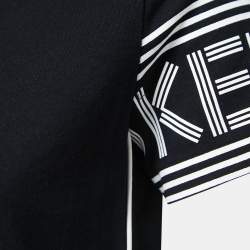 Pre Owned Kenzo Black Contrast Logo Print Cotton Crew Neck T-Shirt XS