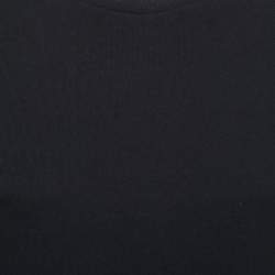 Pre Owned Kenzo Black Contrast Logo Print Cotton Crew Neck T-Shirt XS