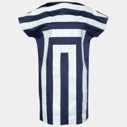 Pre Owned Kenzo Navy Blue & White Striped Cotton Shift Dress M