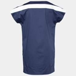 Pre Owned Kenzo Navy Blue & White Striped Cotton Shift Dress M