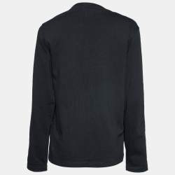 Pre Owned Kenzo Black Logo Printed Cotton Knit Sweatshirt S