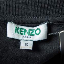 Pre Owned Kenzo Black Logo Printed Cotton Knit Sweatshirt S
