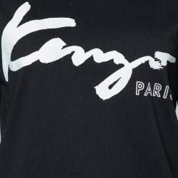 Pre Owned Kenzo Black Logo Printed Cotton Knit Sweatshirt S