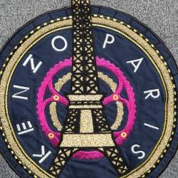 Pre Owned Kenzo Grey Cotton Knit Eiffel Tower Embroidered Sweatshirt M