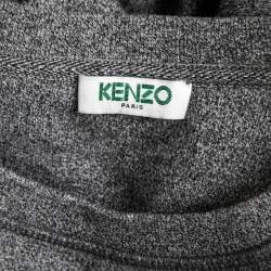 Pre Owned Kenzo Grey Cotton Knit Eiffel Tower Embroidered Sweatshirt M