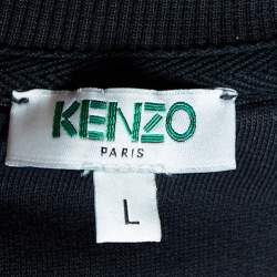 Pre Owned Kenzo Black Mini Logos Printed Cotton Knit Sweatshirt L