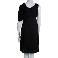 Pre Owned Kenzo Black Knit Draped Sleeveless Dress M