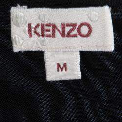 Pre Owned Kenzo Black Knit Draped Sleeveless Dress M