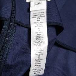 Pre Owned Kenzo Blue Jacquard Cotton Button Embellished Pleated Mini Skirt M