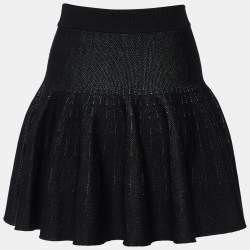 Pre Owned Kenzo Black Wool & Cotton Knit Skater Mini Skirt XS