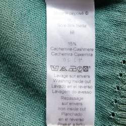 Kenzo Light Green Silk & Cashmere Knit Wrap Cardigan L
