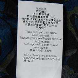 Pre Owned Kenzo Navy Blue Floral Printed Silk Asymmetrical Peplum Top M