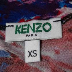 Kenzo Multicolor Abstract Printed Jersey Drawstring Top XS
