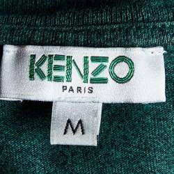 Pre Owned Kenzo Dark Green Tiger Logo Printed Cotton Knit T-Shirt M