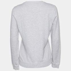 Pre Owned Kenzo Light Grey Tiger Embroidered Cotton Crewneck Sweatshirt M
