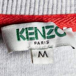 Pre Owned Kenzo Light Grey Tiger Embroidered Cotton Crewneck Sweatshirt M