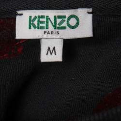 Pre Owned Kenzo Dark Grey All Over Tiger Motif Cotton Sweatshirt Dress M