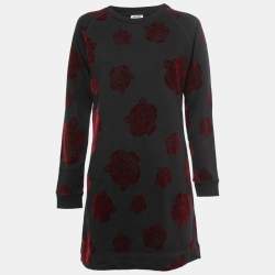 Pre Owned Kenzo Dark Grey All Over Tiger Motif Cotton Sweatshirt Dress M