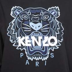 Pre Owned Kenzo Black Tiger Motif Embroidered Cotton Sweatshirt S